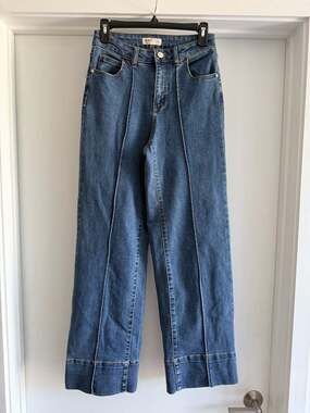 OAT New York High Rise Wide Leg Seamed Jeans Size 2/26
